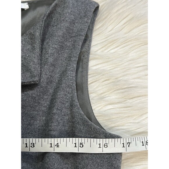 Max Mara Gray Split-Neck Shift Sheath Dress 100% Virgin Wool Lined SZ 44 US 10 - Picture 4 of 13